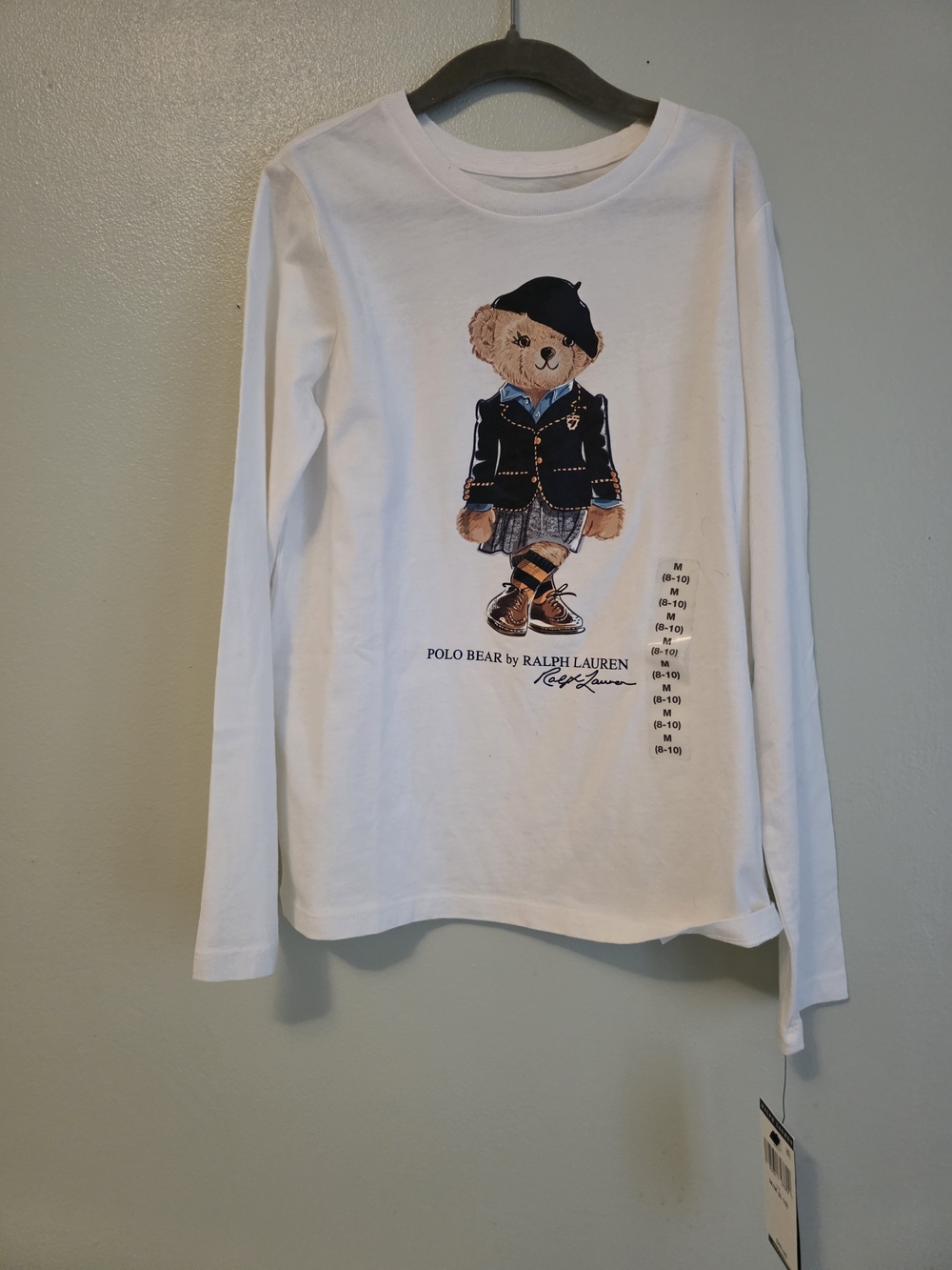 Ralph Lauren Kids White Polo Bear Long Sleeve Tee